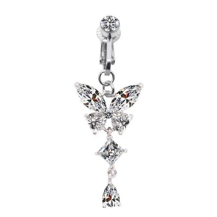 without Pricing Butterfly Clip on Belly Ring